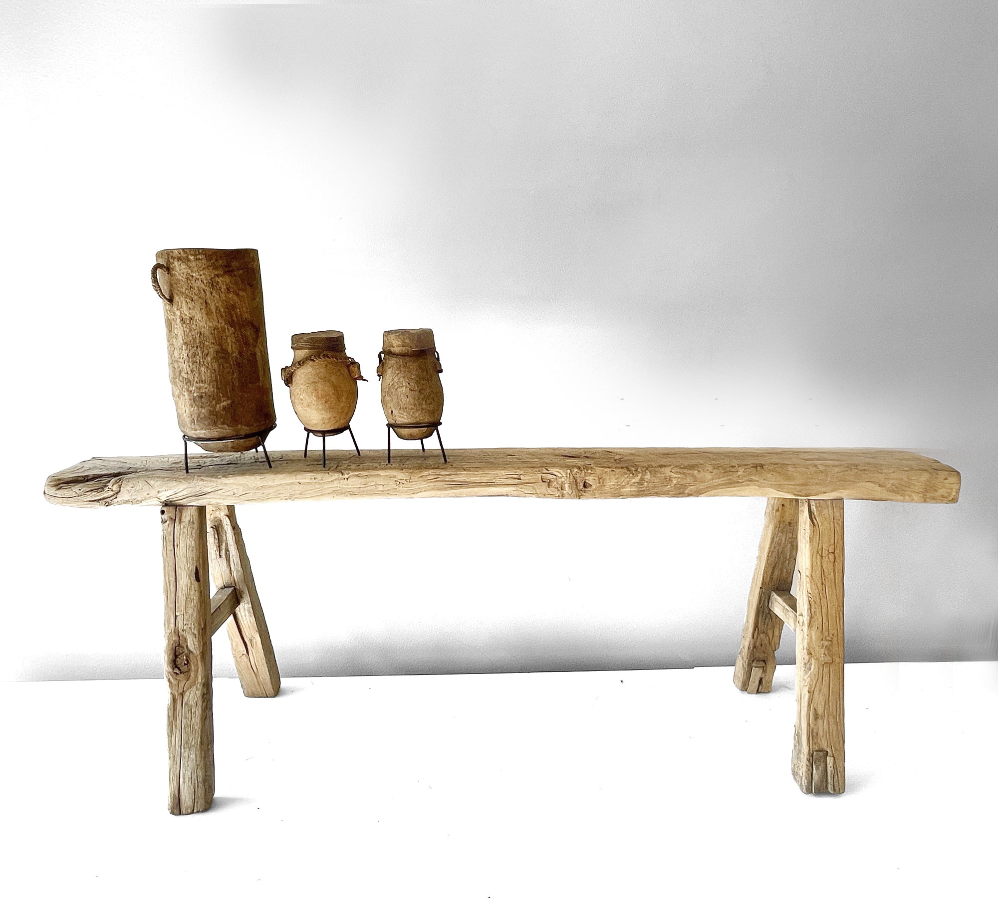 Chinese Elm Wood Bench - eyahomeliving